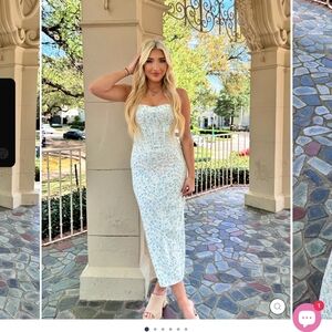 Elegant Blue Floral Women's Dress